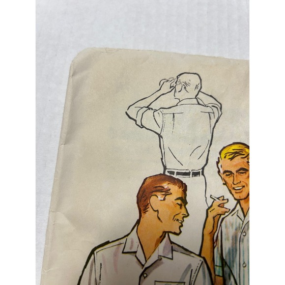 McCalls Vintage 1950's Pattern #4723 Men's Shirt with Monogram Size 15-15.5 - Picture 2 of 6
